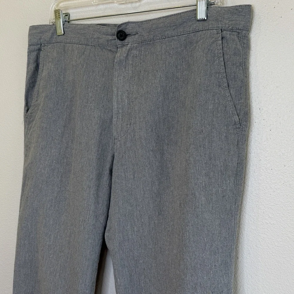 Marc Anthony Chino Pants Mens 34x32 Light Gray Linen Blend Slim Fit Straight Leg